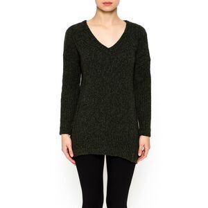 John + Jenn Women's Humphrey v neck oversized green sweater Size XS knit cozy